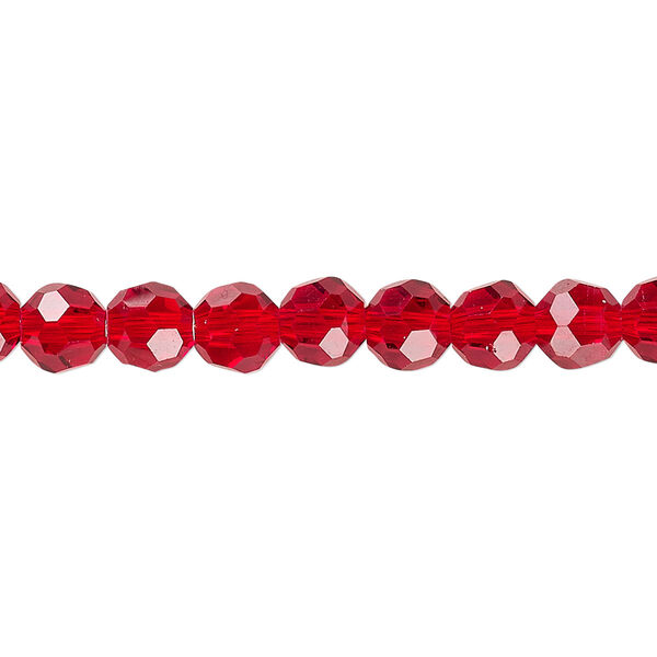 Bead 1pk 32 facets transparent red, Celestial Crystal® 6mm round 15.5-16 inch image number 0