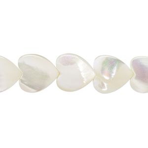 Bead, mother-of-pearl shell (bleached), white, 12mm heart, Mohs hardness 3-1/2. Sold per 15-1/2" to 16" strand.