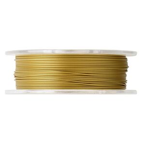 Beading wire, Tigertail™, nylon-coated stainless steel, gold, 7 strand, 0.022-inch diameter. Sold per 30-foot spool.