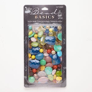 Acrylic 1pkg1, mixed shapes bead mix mixed colors 7.5 ounce 8mm-30x23mm