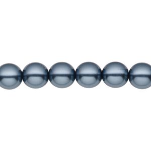 Bead, Czech pearl-coated glass druk, opaque gunmetal blue, 8mm round. Sold per 15-1/2" to 16" strand.