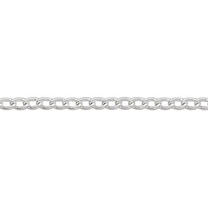 Chain 1pkg1 silver-plated curb, 2.5mm, steel 5 foot unfinished