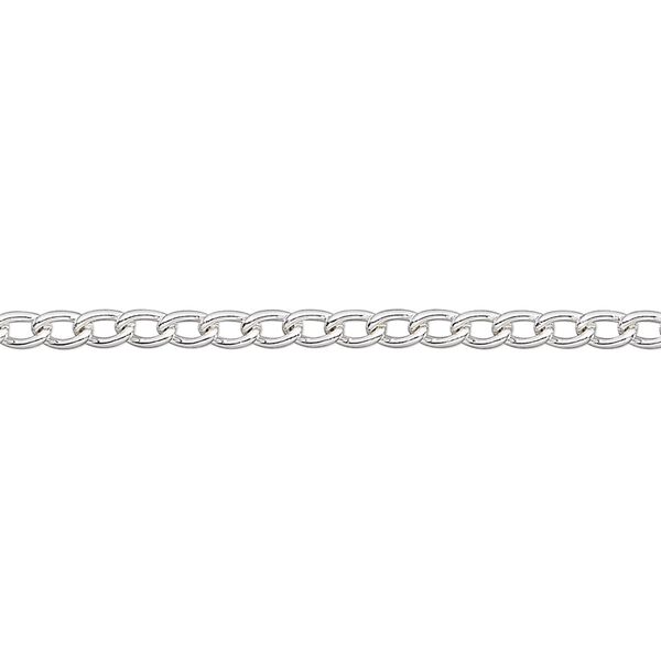 Chain, silver-plated steel, 2.5mm curb. Sold per pkg of 5 feet. image number 0