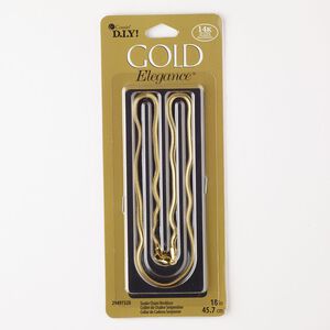 Chain, copper, pkg/18 inches with lobster claw clasp, 3mm snake, gold-plated.