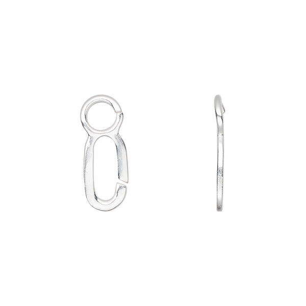 Bail, sterling silver, 16.5x6mm 8mm grip length. Sold individually. image number 0