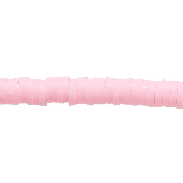 Bead, polymer clay, opaque light pink, 6x1-1/2mm heishi. Sold per pkg of (2) 16-inch strands. image number 0