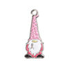 Charm 1pkg4, imitation rhodium-plated "pewter" (zinc alloy) / enamel, pink / black / white, 29x13mm, gnome / awareness ribbon image number 0