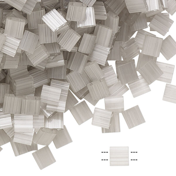Seed bead, TILA®, glass, pkg/10g, 5mm full tila square, translucent silk luster grey, (TL-2598). image number 0