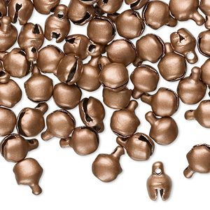 Bell, antique copper-plated steel, 6mm. Sold per pkg of 100.