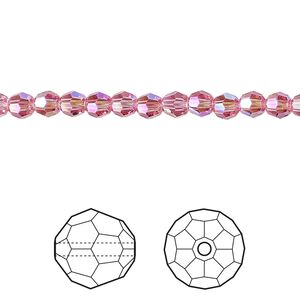Bead 720pk rose shimmer, Swarovski® 4mm round 5000