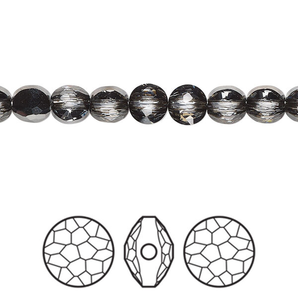 Bead 288pk crystal silver night, Swarovski® 6mm puffed round 5034 image number 0