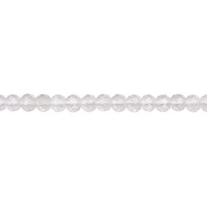 Quartz crystal 1pkg1, faceted round bead natural 13 inch 3mm