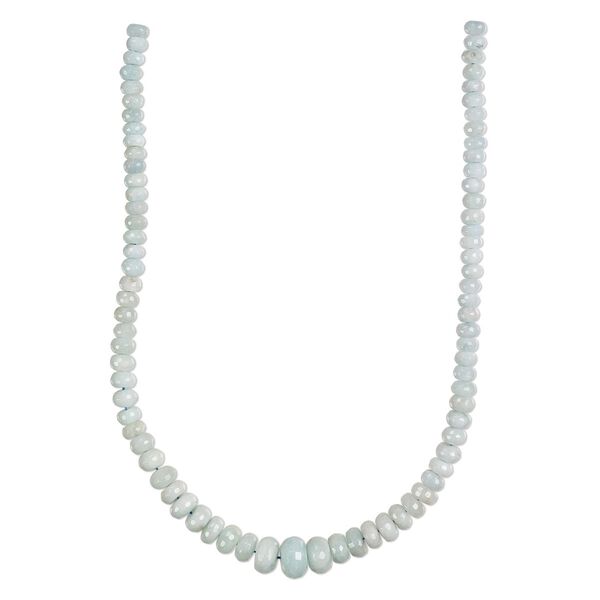 Aquamarine 1pkg1, faceted rondelle bead 18 inch graduated 8x5mm-18x12mm image number 0