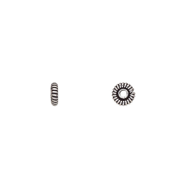 Bead, antiqued sterling silver, 5x2mm spiral rondelle. Sold per pkg of 10. image number 0