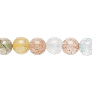 Ice flake quartz 1pkg1, crackle round bead 15.5-16 inch assortment 8mm