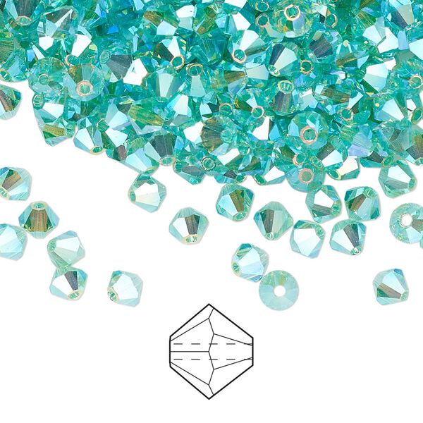 Bead 48pk Caribbean Sea AB 2X, Preciosa Czech crystal 4mm bicone image number 0