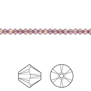 Bead 48pk dark rose, Crystal Passions® 3mm bicone 5328