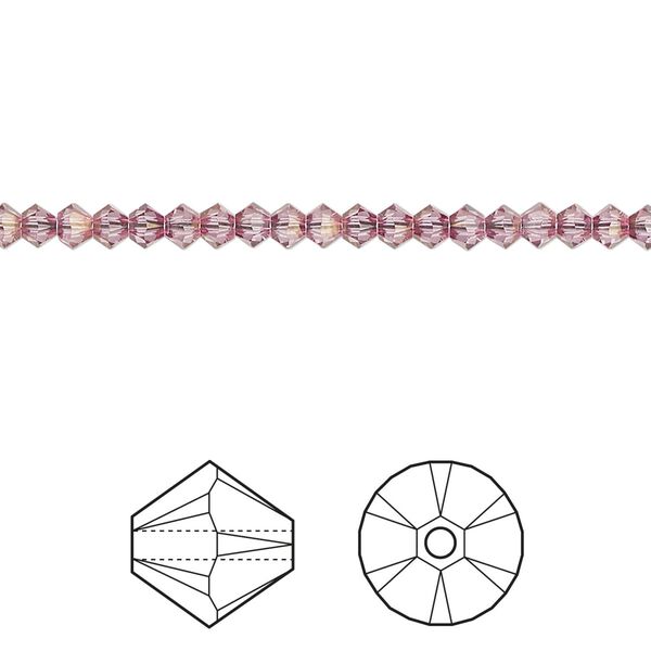 Bead 48pk dark rose, Crystal Passions® 3mm bicone 5328 image number 0