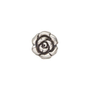 Bead 1pkg1 sterling silver, 13x9mm rose, electroformed / antiqued JBB Findings