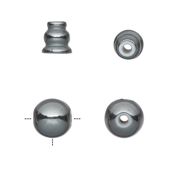 Bead, Hemalyke™ (man-made), 10mm T-drilled round and 8x7.5mm cone. Sold per pkg of 2. image number 0