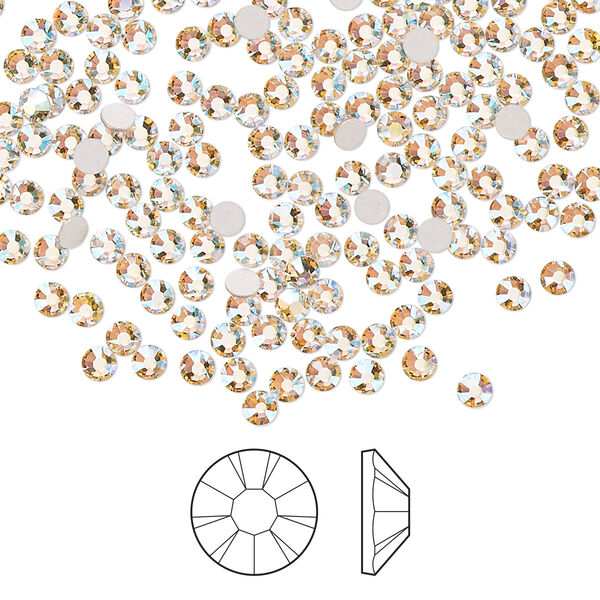 Flat back 144pk gold quartz AB foil back, Preciosa MAXIMA Czech crystal rhinestone 2.5-2.7mm chaton rose round SS9 image number 0