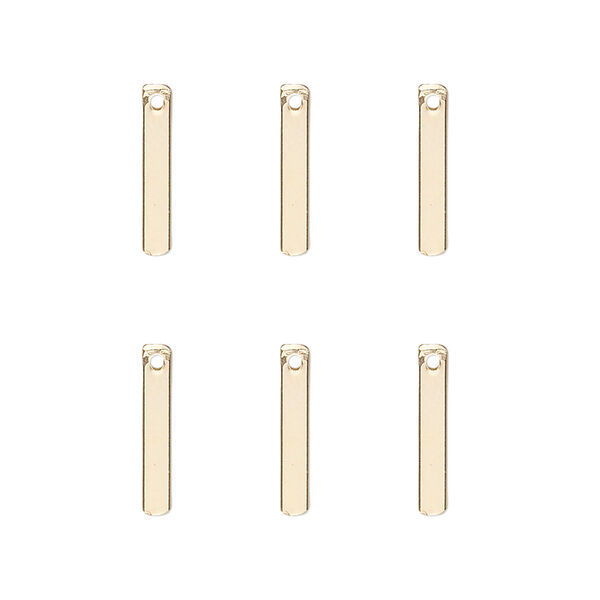 Drop, 14Kt gold-filled, 13x2mm smooth bar. Sold per pkg of 6. image number 0