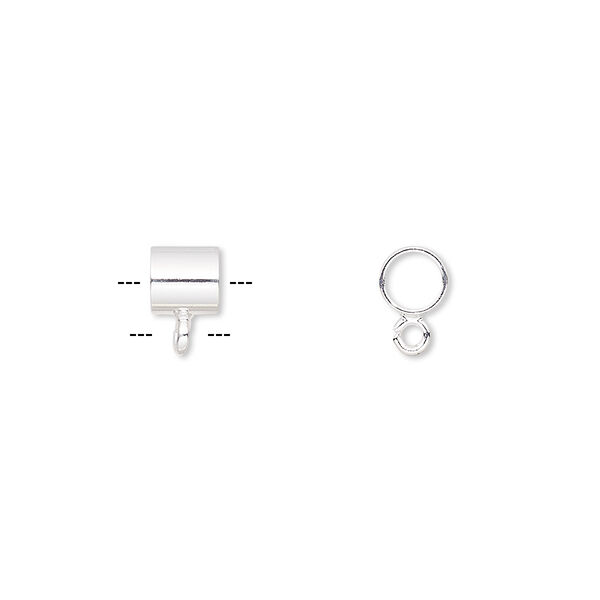 Bead, silver-plated brass, 5x5mm round tube with open loop. Sold per pkg of 10. image number 0