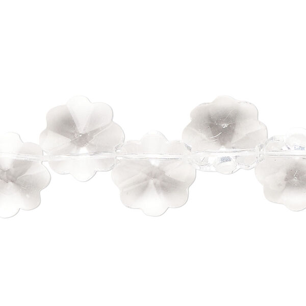 Bead, glass, clear, 12mm top-drilled faceted flower. Sold per 15-inch strand. image number 0