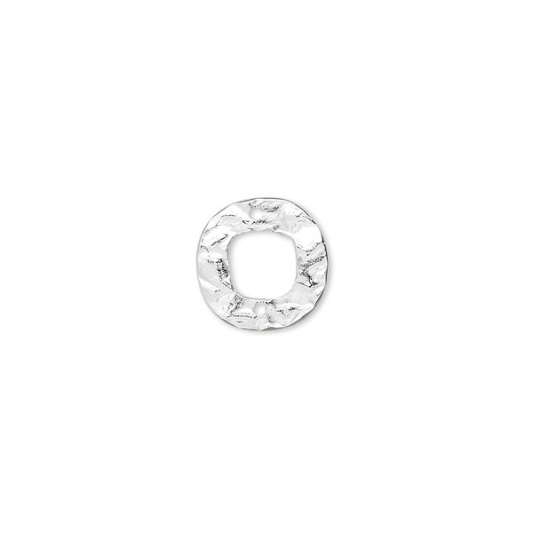 Link, sterling silver, 12mm hammered open round. Sold per pkg of 4. image number 0