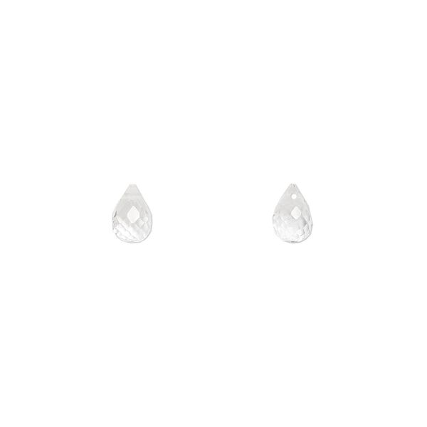Quartz crystal 1pkg2, hand-cut top-drilled faceted briolette bead natural 6x4mm image number 0