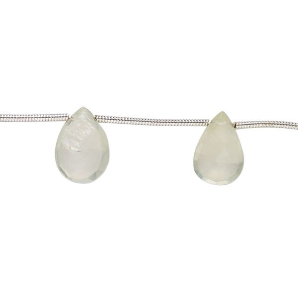 Prehnite 1pkg8, hand-cut top-drilled faceted puffed teardrop bead natural 10x7mm-13x9mm image number 0