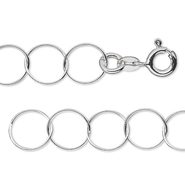 Chain, sterling silver, 10mm round cable, 18 inches with springring clasp. Sold individually. image number 0