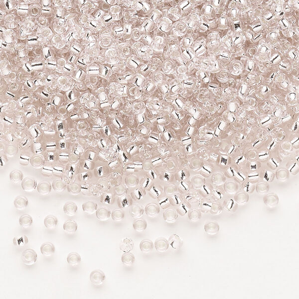 Seed bead, Dyna-Mites™, glass, pkg/1/2kg, #11 round, transparent silver-lined light pink, (57RR 11/0 RR). image number 0