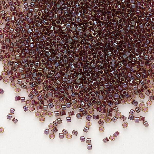 Seed bead, Delica®, glass, pkg/7.5g, #11 round, translucent purple-lined luster light topaz (DB-0061). image number 0