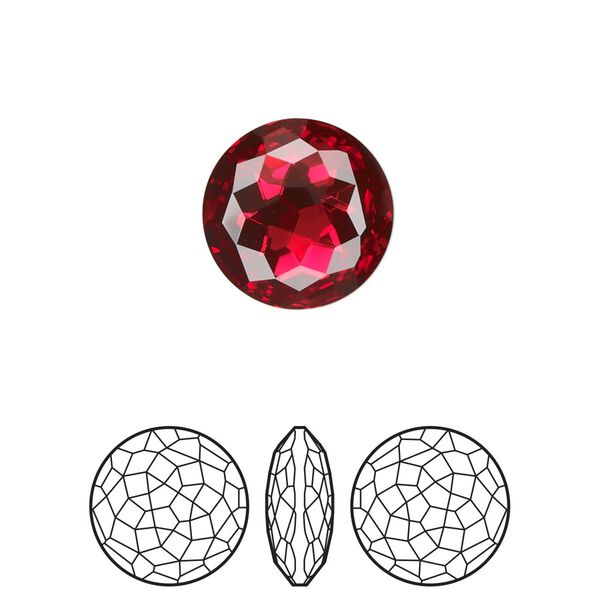 Round stone 48pk scarlet foil back, Swarovski® 14mm fancy round 1383 image number 0