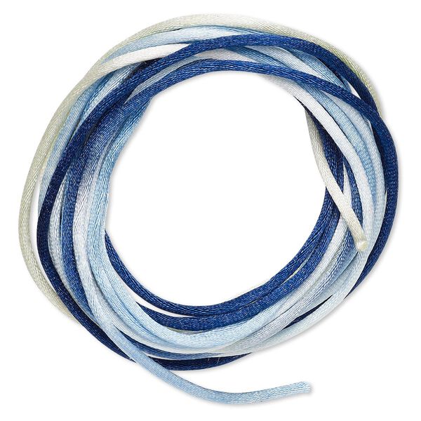 Cord, Satinique™, satin, ocean, 2mm regular. Sold per pkg of 10 feet. image number 0