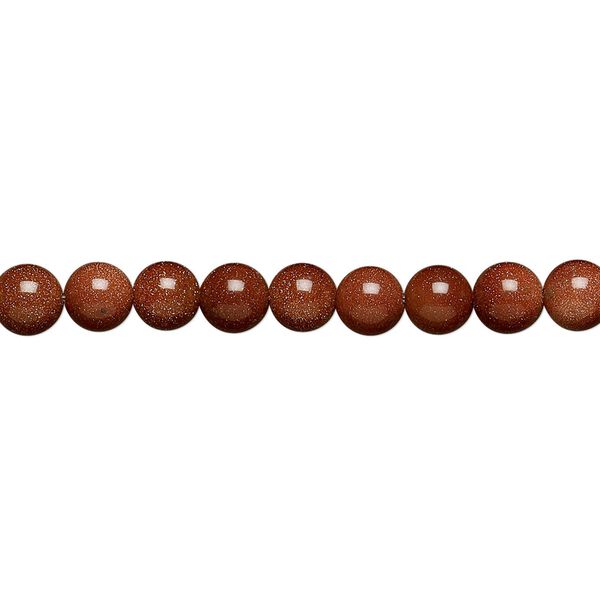 Bead, brown goldstone (glass) (man-made), 5mm round. Sold per 15-1/2" to 16" strand. image number 0