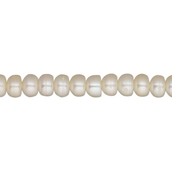 Pearl, cultured freshwater, peach, 5mm button, C grade. Sold per 16-inch strand. image number 0