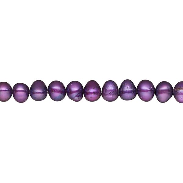 Pearl, cultured freshwater pearl (dyed), indigo, 4-6mm semi-round, C grade, Mohs hardness 2-1/2 to 4. Sold per 15" strand, approximately 95 beads. image number 0