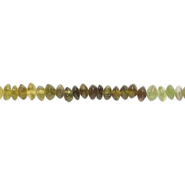 Amber-green tourmaline 1pkg1, hand-cut saucer bead natural 14 inch 3x1mm-3x2mm image number 0