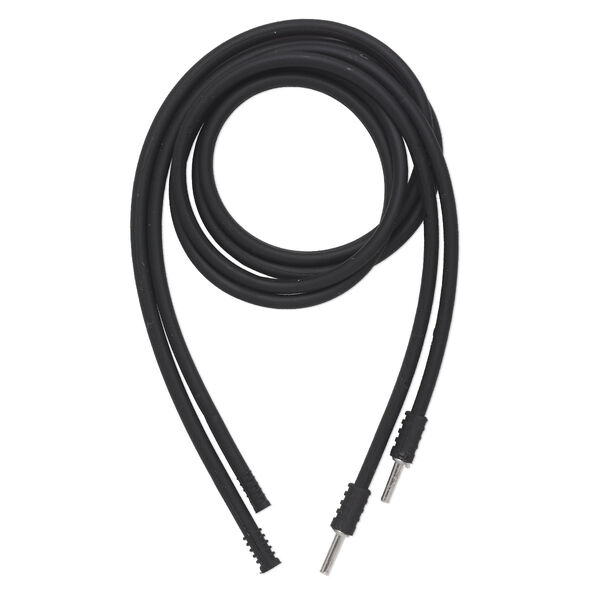 Necklace cord, silicone and stainless steel, black, 3mm wide, 20 inches with hidden clasp. Sold per pkg of 2. image number 0
