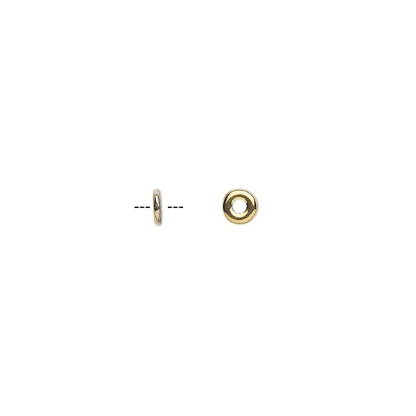 Bead, Czech pressed glass, translucent clear with half-coat bronze gold, 4x1mm ring. Sold per pkg of 100. image number 0