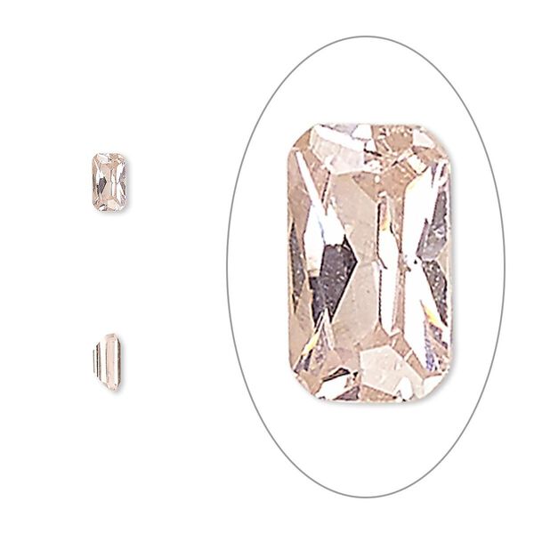Gem, cubic zirconia, sapphire rose, 5x3mm faceted emerald-cut, Mohs hardness 8-1/2. Sold per pkg of 5. image number 0