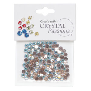 Flat back 1pkg144 crystal AB shimmer, Crystal Passions&reg; rhinestone 3.80-4mm hotfix round SS16