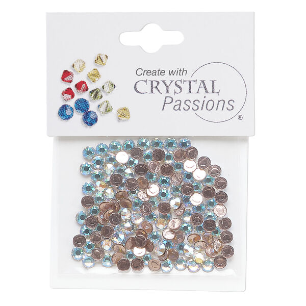 Flat back 1pkg144 crystal AB shimmer, Crystal Passions&reg; rhinestone 3.80-4mm hotfix round SS16 image number 0