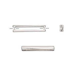 Bead, Delica®, bead frame, pewter, pkg/2, 19x3.5mm fits size 11/0 Delica seed beads setting rectangle, silver-plated (F0524/S).