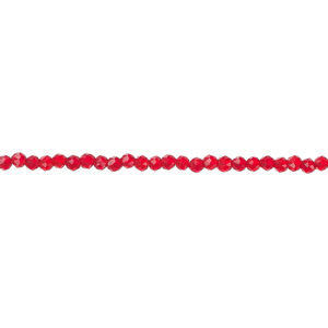 Glass 1pkg1, faceted round bead 14 inch transparent red 2mm
