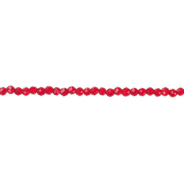 Glass 1pkg1, faceted round bead 14 inch transparent red 2mm image number 0