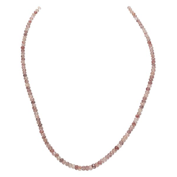 Strawberry quartz 1pkg1, hand-cut faceted rondelle bead natural 15.5-16 inch graduated 4x3mm-5x3mm image number 0