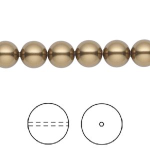 Pearl 50pk antique brass, Crystal Passions® 8mm round 5810